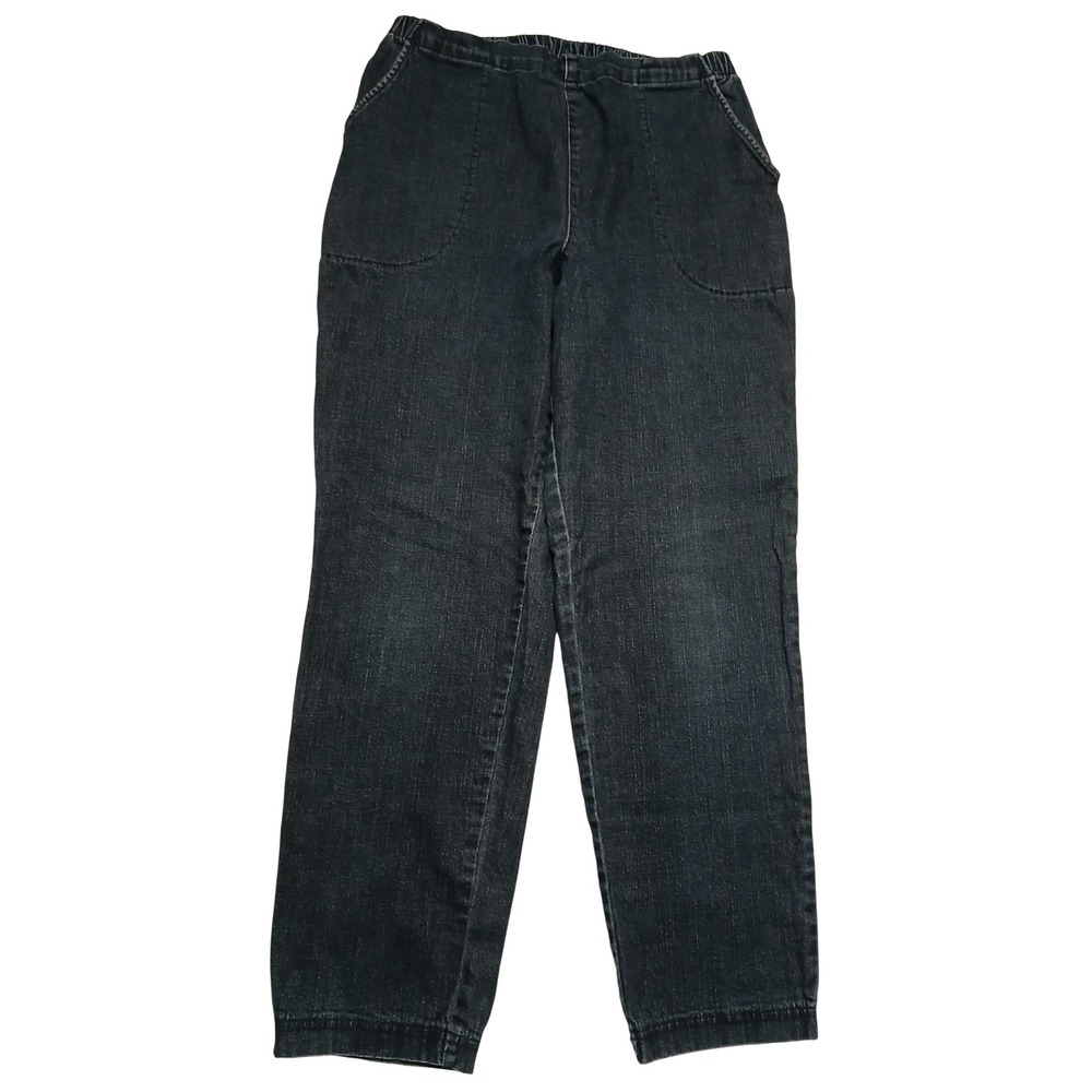 Croft & Barrow Women Dark Wash Pull On Elastic Waist Straight Leg Denim Pants